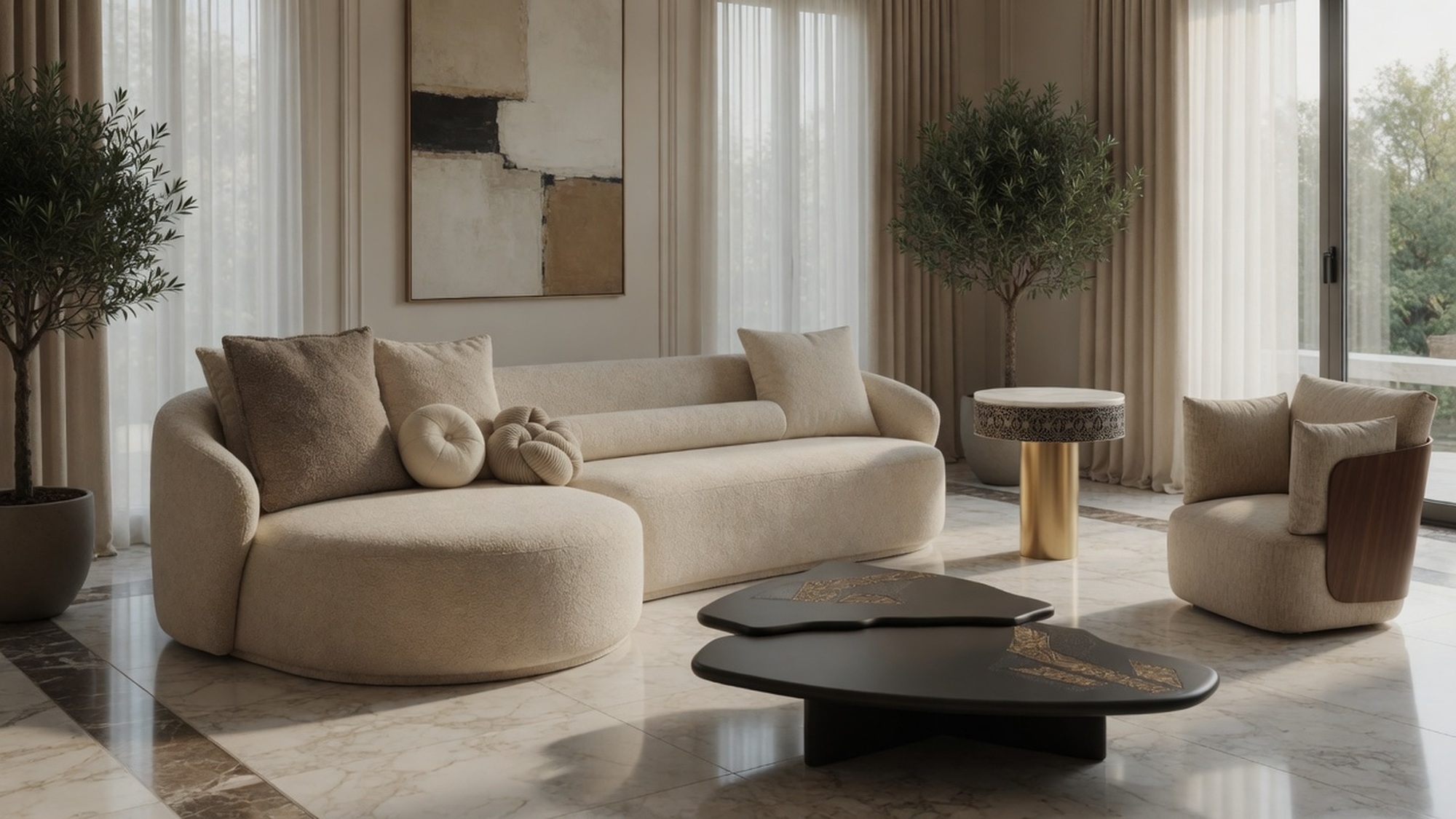 A refined living room with Essentials Design furniture